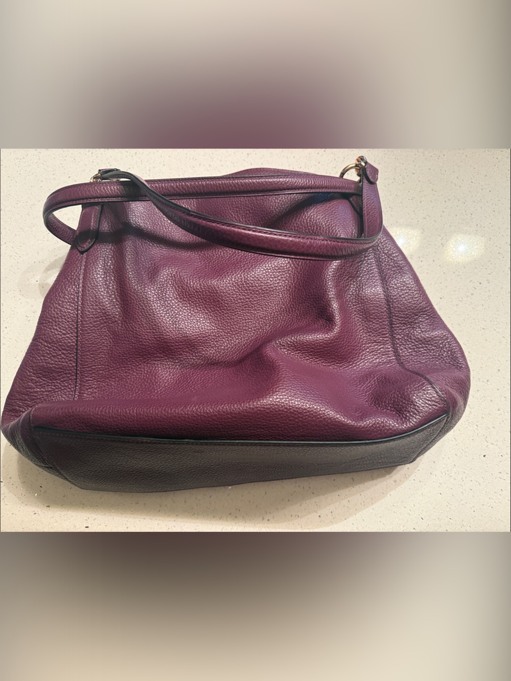 Coach Pebbled Leather Hobo Bag in Plum - Picture 4 of 9
